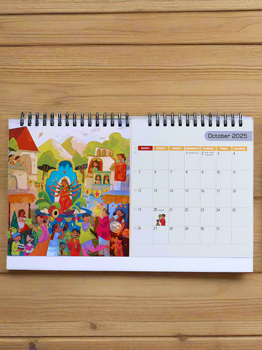 Vibrant India Desk Calendar-2025