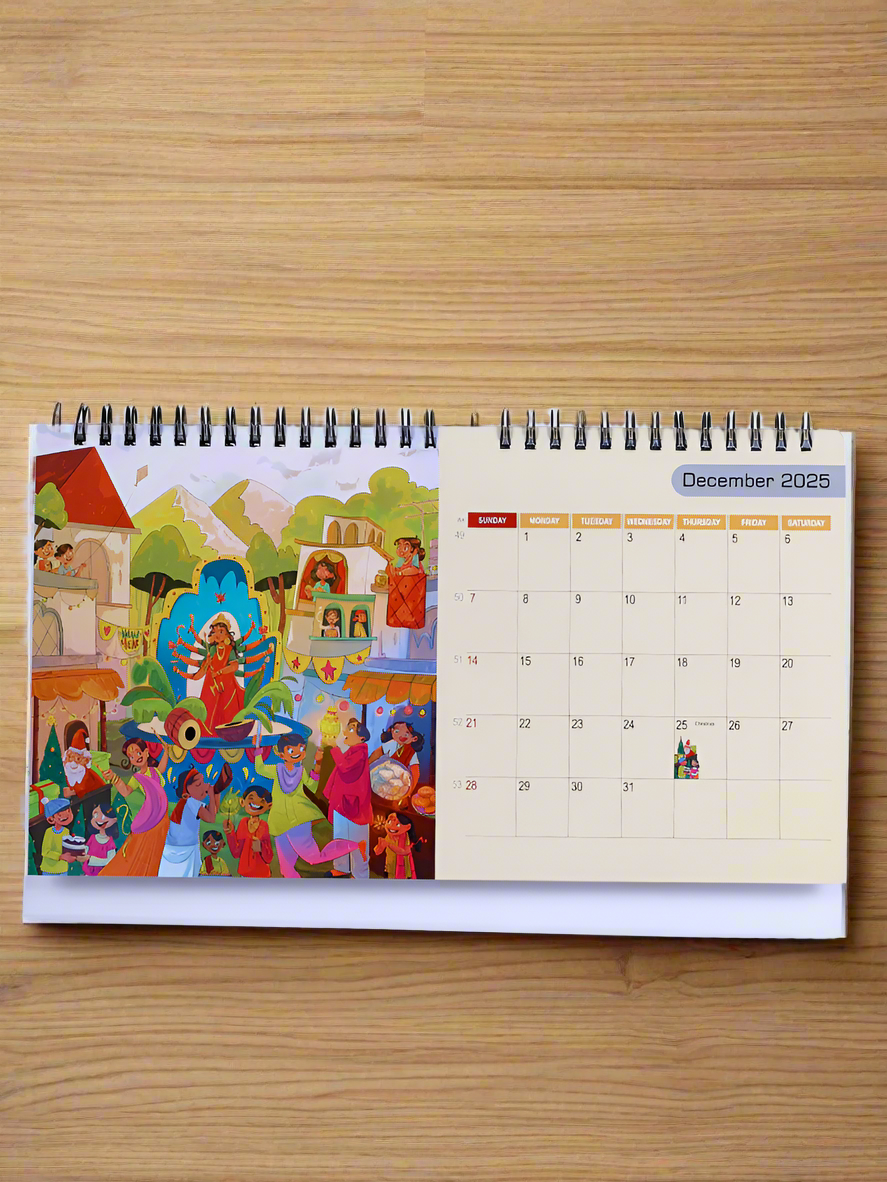 Vibrant India Desk Calendar-2025