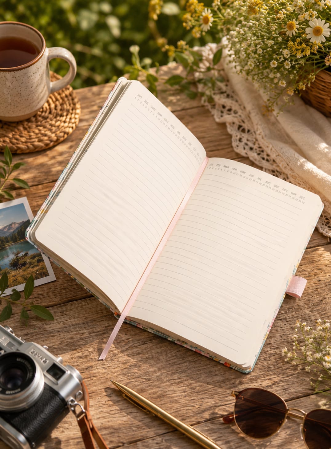 Vivid Girl with Flower Journal