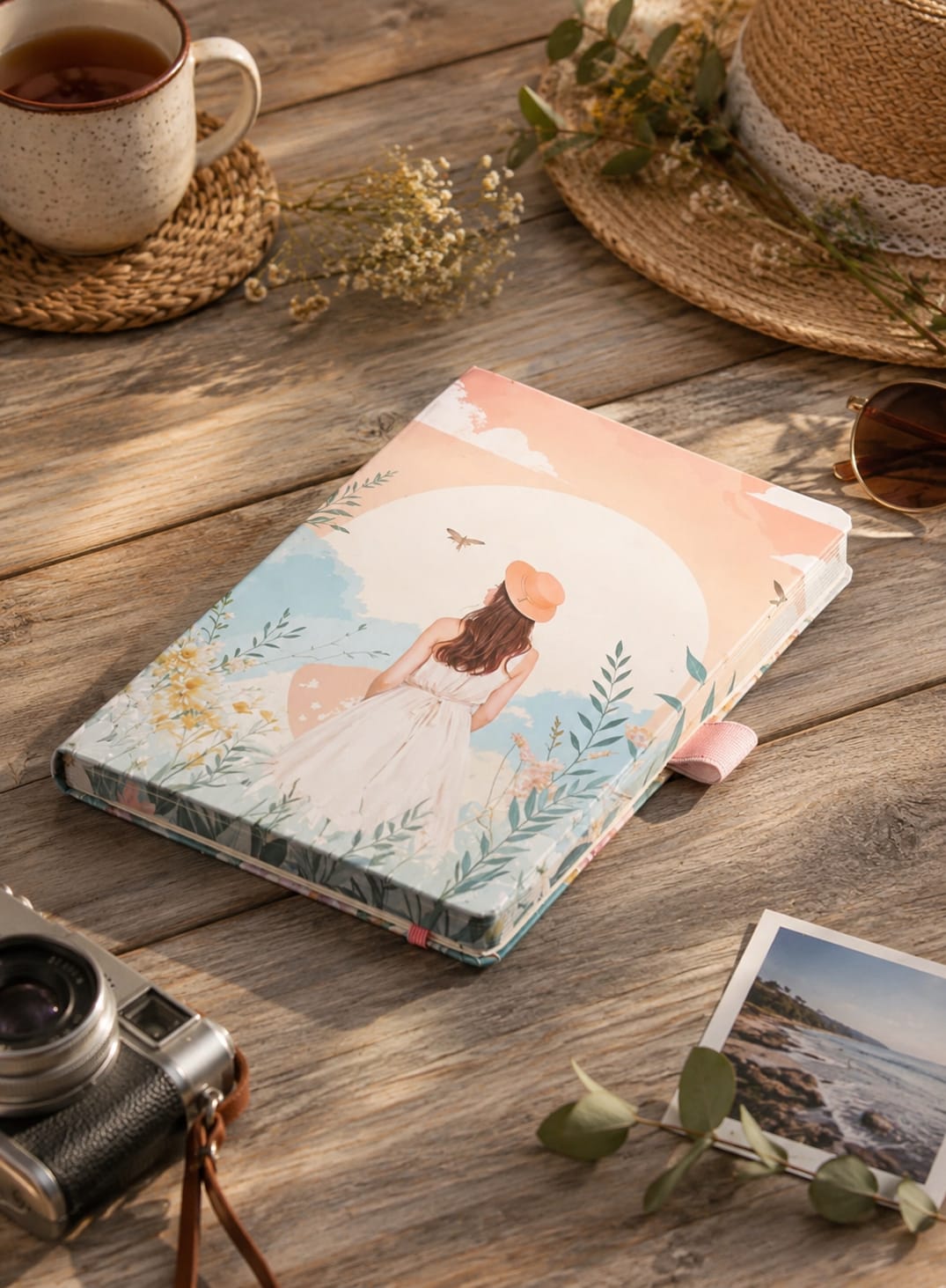 Vivid Girl with Flower Journal