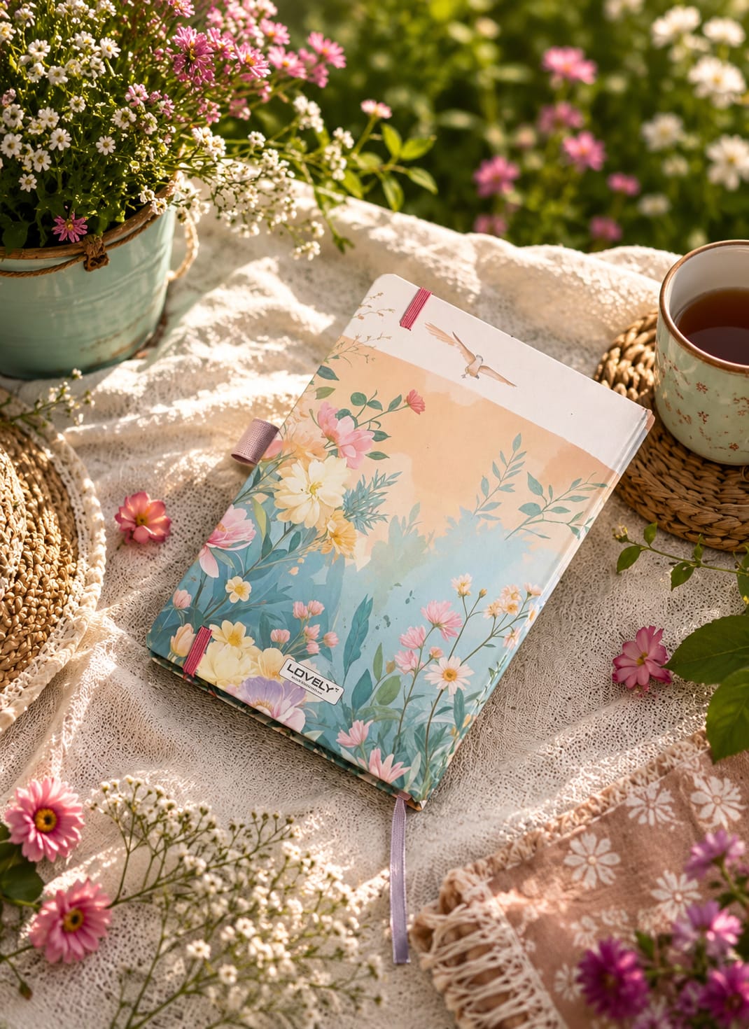 Vivid Girl with Flower Journal