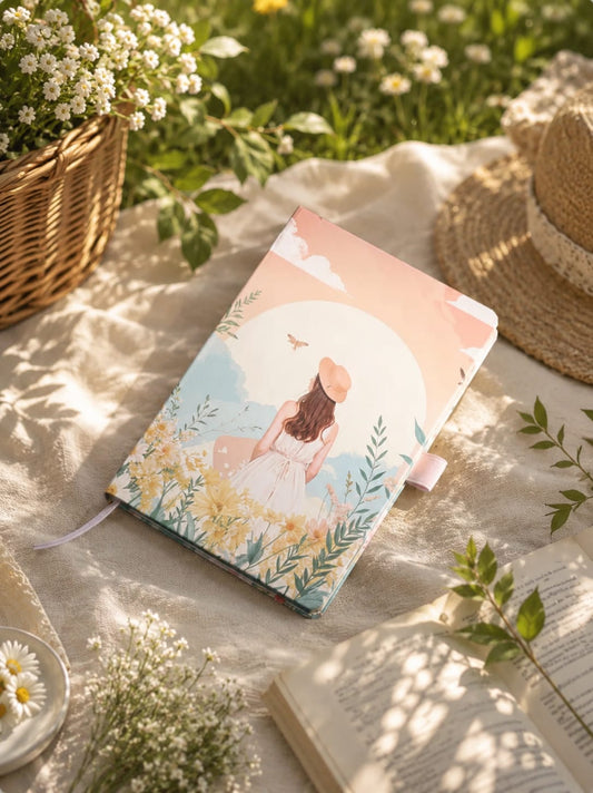 Vivid Girl with Flower Journal